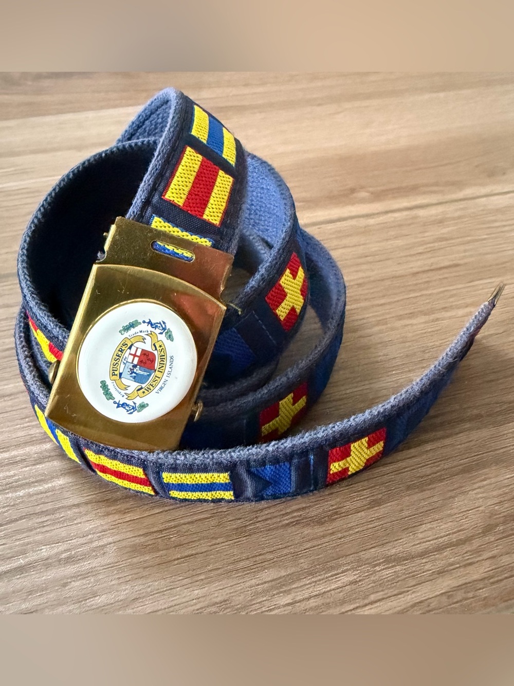 Vintage Pusser’s West Indies Made in USA Nautical Flag Belt
